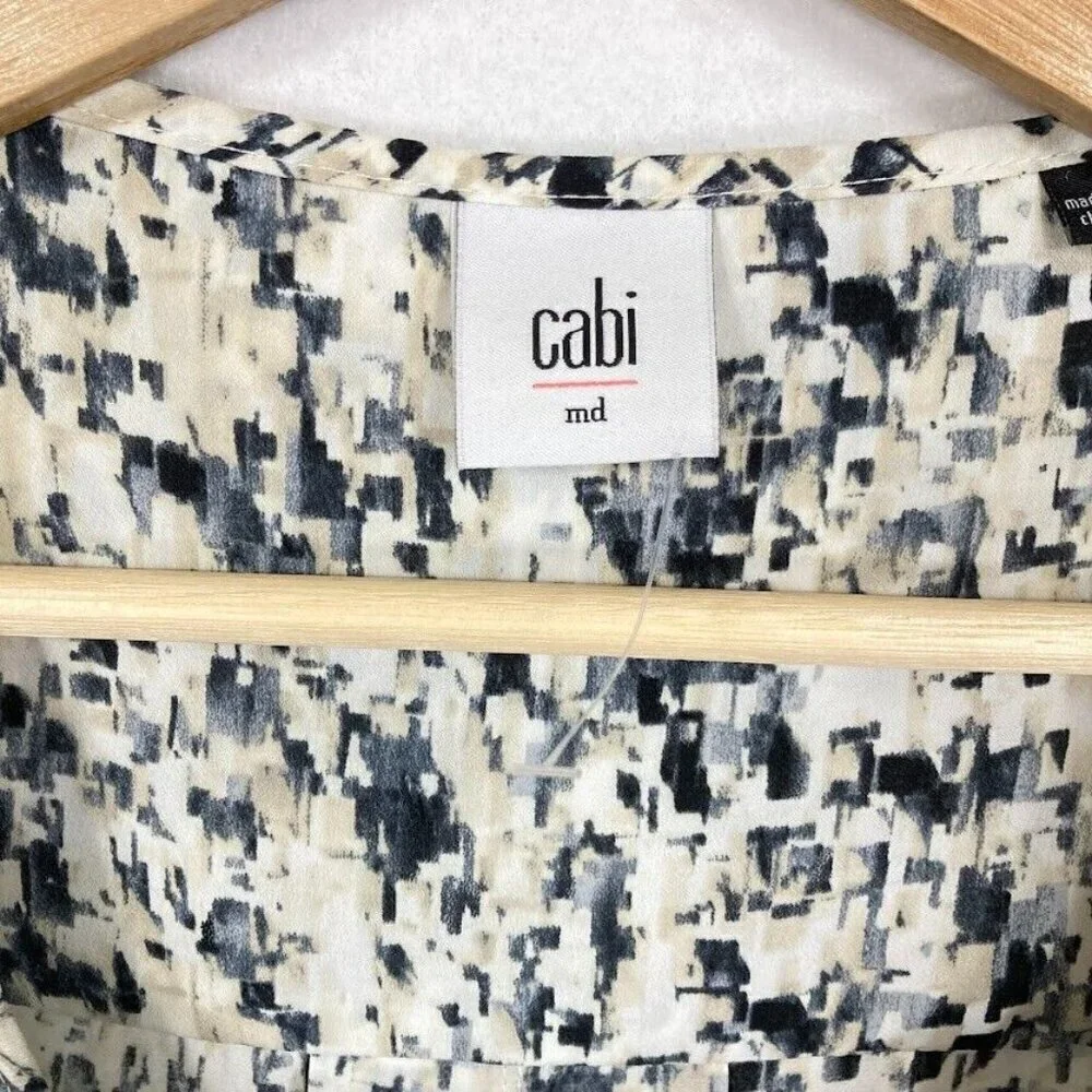 Cabi Pullover Blouse Lightweight Billowy Artsy Abstract Academia Boho M